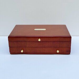 Reed & Barton Eureka Solid Wood/Velour Jewelry Box with Nameplate
